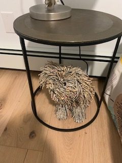 The papier-mache 'guard dog' collected on the owners' travels.