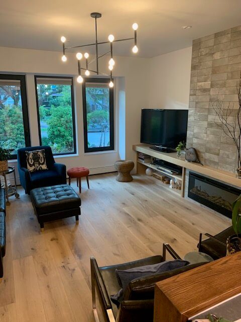The sunken living room overlooks St. Patrick's Street.