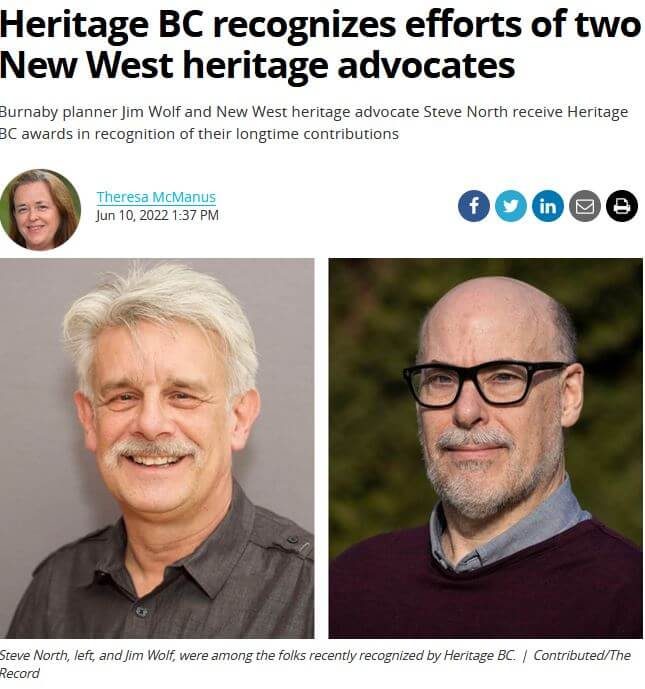 New West Heritage Advocates Recognized