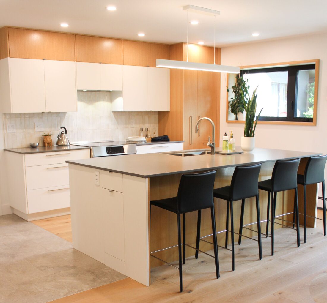 The kitchen is open to the rest of the main floor.