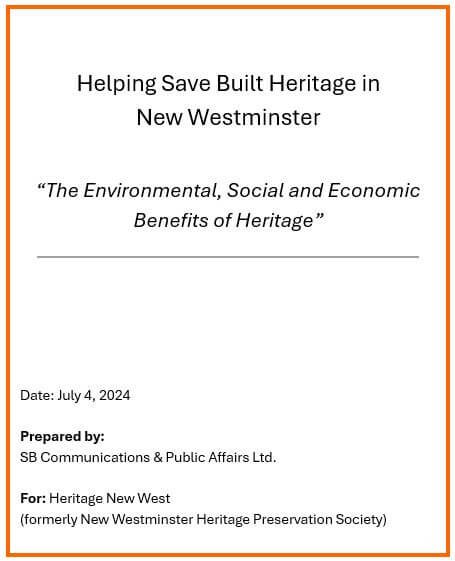 Saving New West Heritage Report Complete